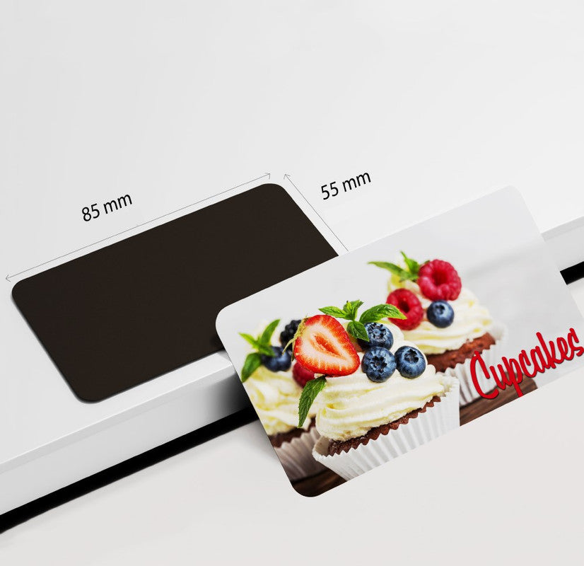 dhcrafts Rectangular Rubber Fridge Magnet Multicolor Food Cupcakes D2 Rectangular Design Pack of 1 (8.6cm x 5.4cm)